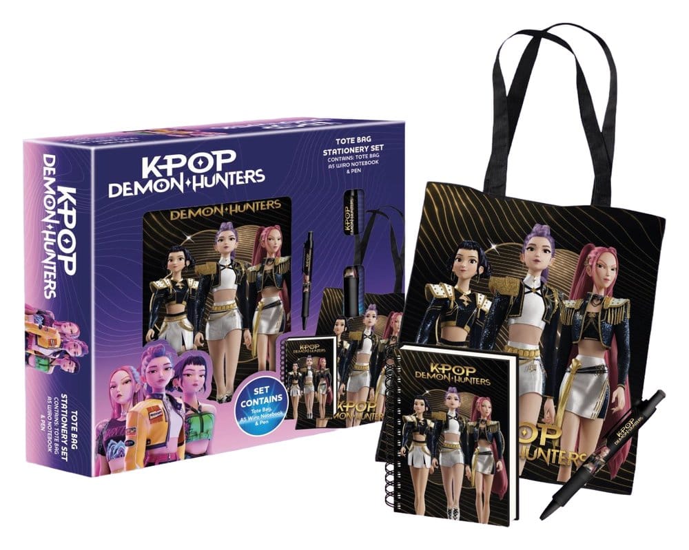 KPop Demon Hunters Tote Bag Stationery Set Golden Display (6)