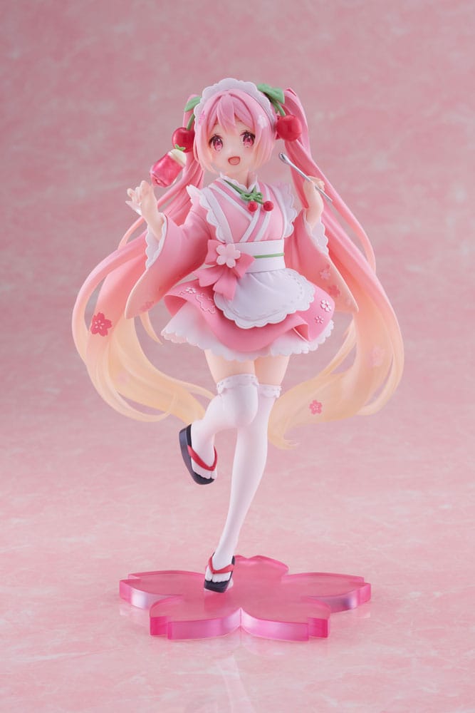 Hatsune Miku PVC Statue Newley Written Sakura Miku Japanese Cafe Ver. Reissue 18 cm