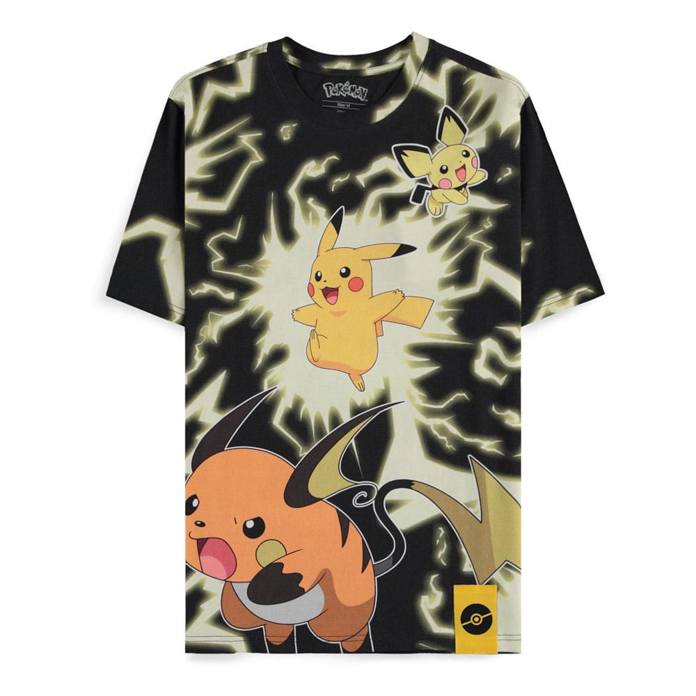 Pokémon T-Shirt Mirage AOP Pikachu Lightning Size L