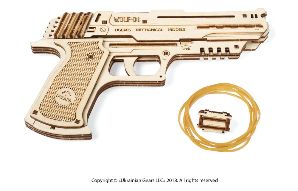Ugears 3D Wooden Puzzle Wolf-01 Handgun
