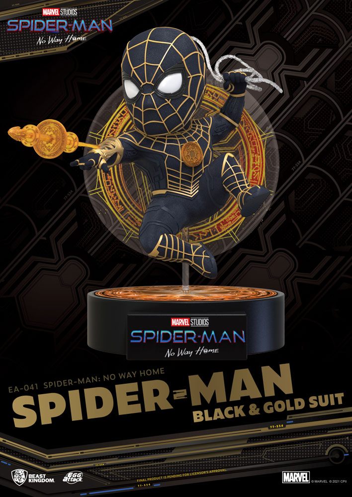 Spider-Man: No Way Home Egg Attack Figure Spider-Man Black & Gold Suit 18 cm
