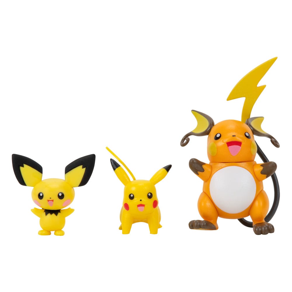 Pokémon Select Action Figures 3-Pack Evolution Pichu, Pikachu, Raichu