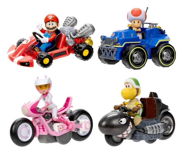 The Super Mario Bros. Movie Mini Figures with Karts 6 cm Assortment (6)