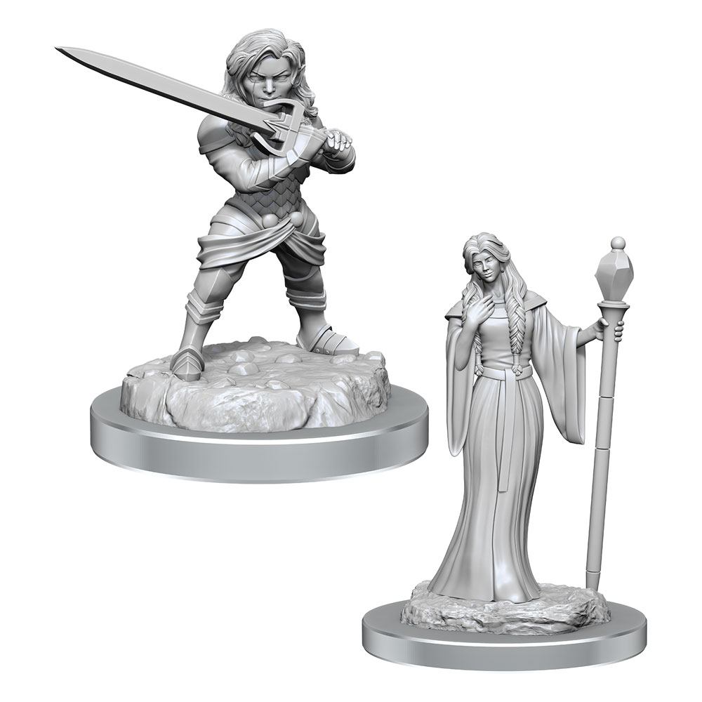 Critical Role Unpainted Miniatures Human Wizard Female & Halfling Holy Warrior Female Assortment (2)